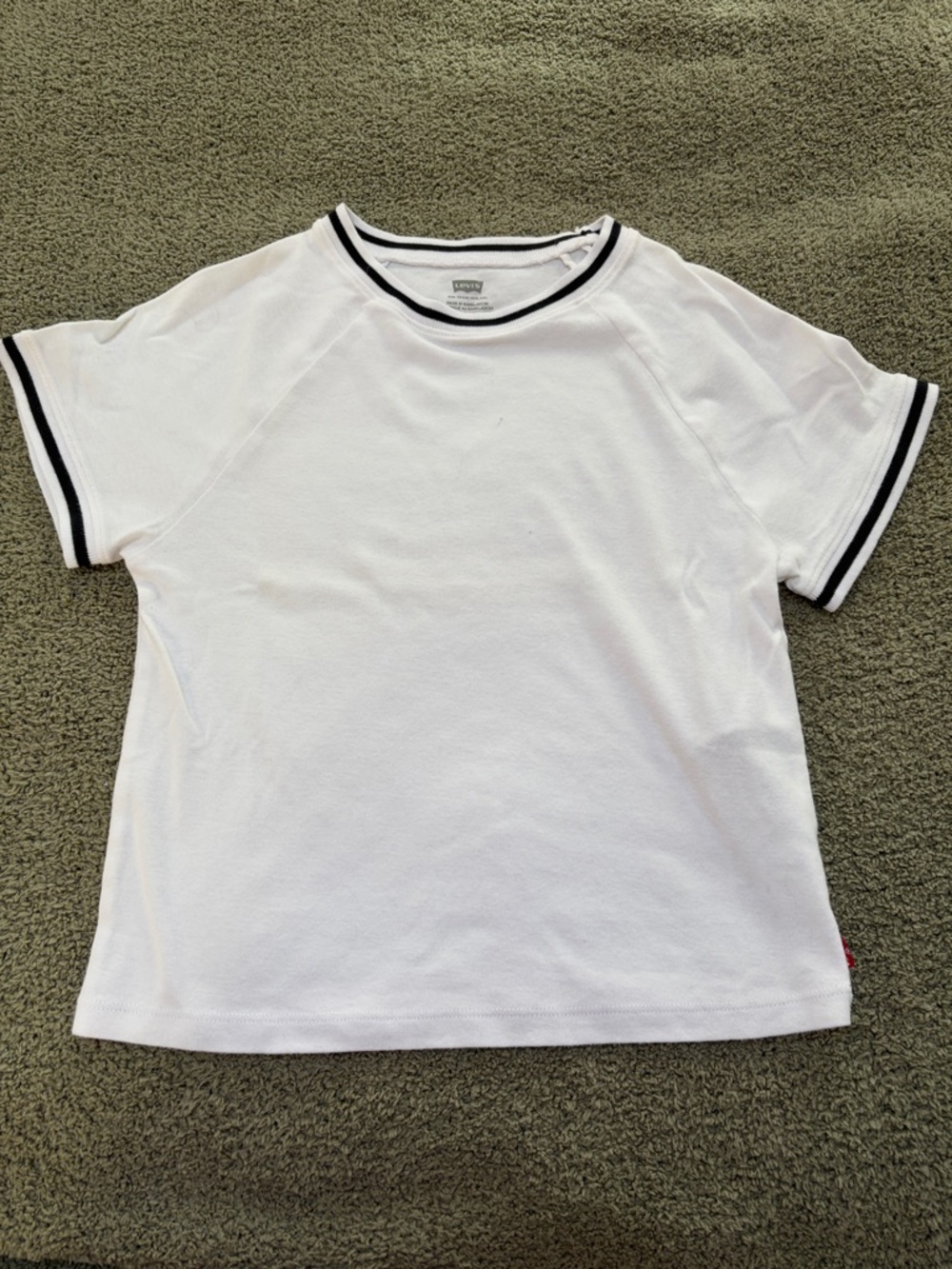 Levi's White Crop Top with Black Trim